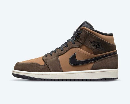 Men's Air Jordan 1 Mid 'Black Swooshes' Shoes