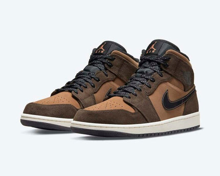 Men's Air Jordan 1 Mid 'Black Swooshes' Shoes