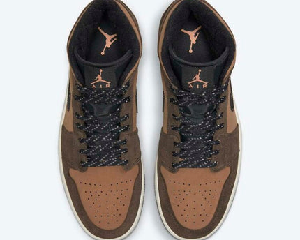 Men's Air Jordan 1 Mid 'Black Swooshes' Shoes