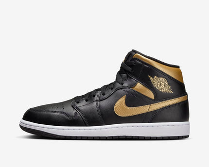 Men's Air Jordan 1 Mid 'Black Metallic Gold' Shoes