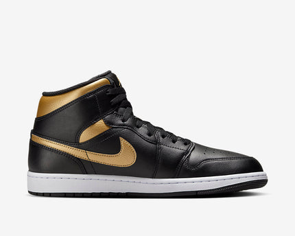 Men's Air Jordan 1 Mid 'Black Metallic Gold' Shoes