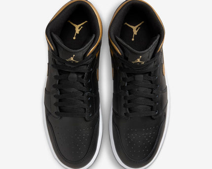 Men's Air Jordan 1 Mid 'Black Metallic Gold' Shoes