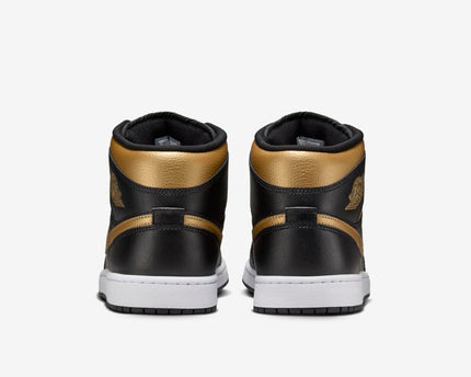 Men's Air Jordan 1 Mid 'Black Metallic Gold' Shoes