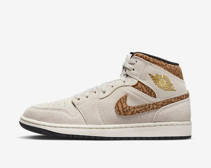 Men's Air Jordan 1 Mid 'Brown Elephant' Shoes