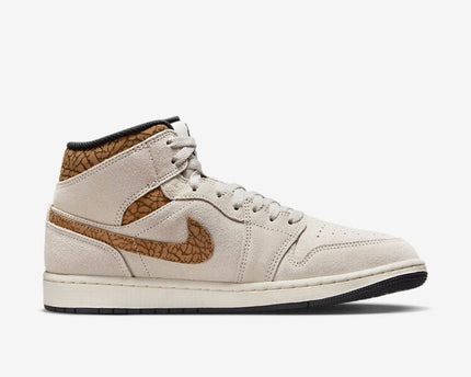Men's Air Jordan 1 Mid 'Brown Elephant' Shoes