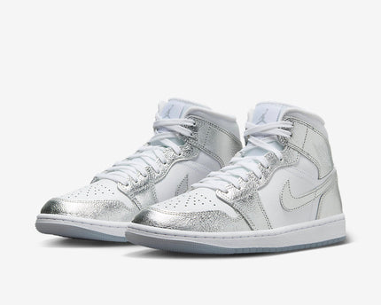 Men's Air Jordan 1 Mid 'Metallic Silver' Shoes