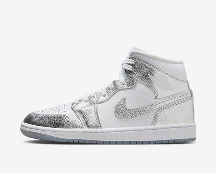 Men's Air Jordan 1 Mid 'Metallic Silver' Shoes