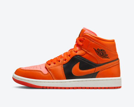 Men's Air Jordan 1 Mid 'Orange Black' Shoes