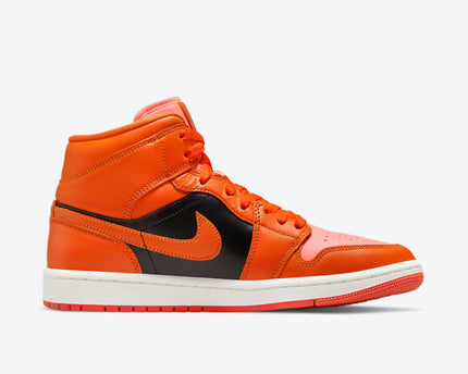 Men's Air Jordan 1 Mid 'Orange Black' Shoes
