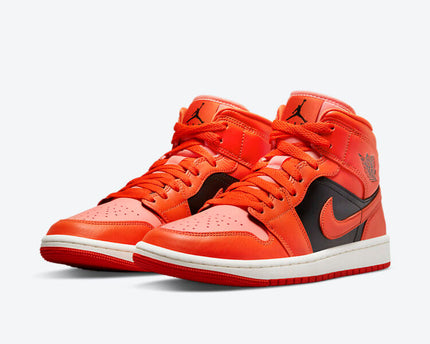 Men's Air Jordan 1 Mid 'Orange Black' Shoes