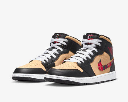 Men's Air Jordan 1 Mid 'Tartan Swoosh' Shoes