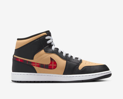 Men's Air Jordan 1 Mid 'Tartan Swoosh' Shoes