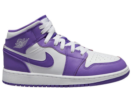 Men's Air Jordan 1 Mid 'White Purple' Shoes