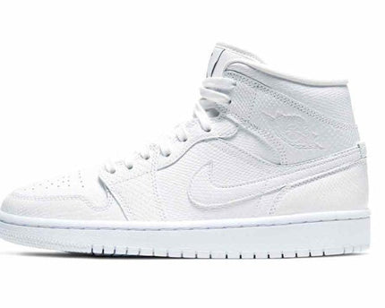 Men's Air Jordan 1 Mid 'White Snakeskin' Shoes