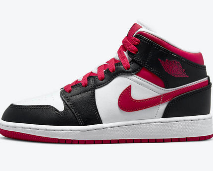 Men's Air Jordan 1 Mid 'White, Black, and Red' Shoes