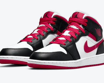 Men's Air Jordan 1 Mid 'White, Black, and Red' Shoes