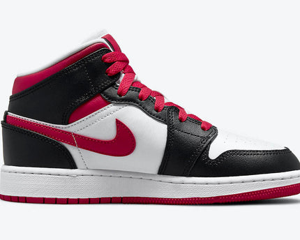 Men's Air Jordan 1 Mid 'White, Black, and Red' Shoes