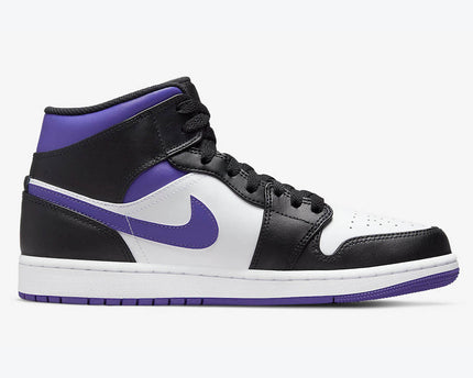 Men's Air Jordan 1 Mid 'White Black-Court Purple' Shoes