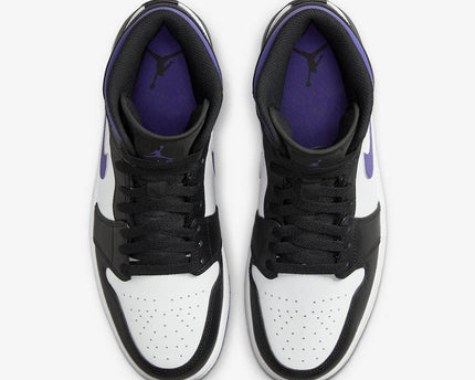 Men's Air Jordan 1 Mid 'White Black-Court Purple' Shoes