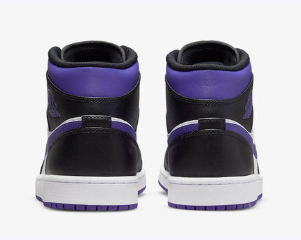 Men's Air Jordan 1 Mid 'White Black-Court Purple' Shoes