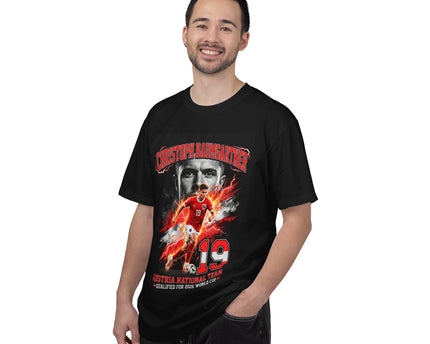 Austrian Soccer Player 19 T-Shirt, 2026 World Cup Back Trophy Design, Austria Flag