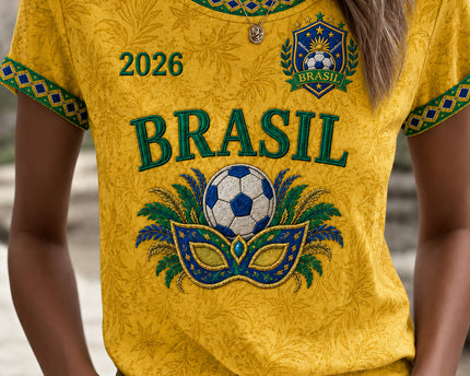 Brazil FIFA World Cup 2026 T-Shirt Women's Brazil National Team WC Merch Gift Ideas For Soccer Fans