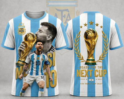 Lionel Messi Argentina World Cup 2026 Superstar 3D T-Shirt Fully Printed - Sky Blue