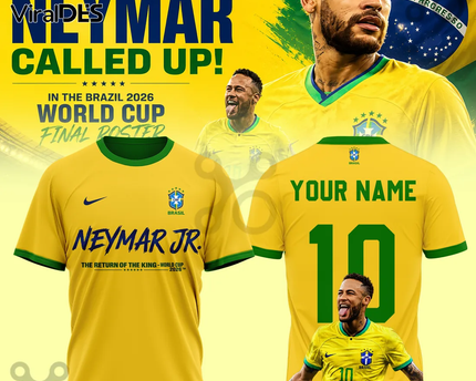 Neymar Jr Brazil National Football Team World Cup 2026 3D T-Shirt Fully Printed - Yellow