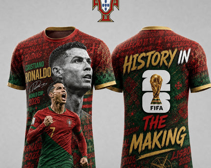 Portugal World Cup 2026 History In The Making Cristiano Ronaldo 3D T-Shirt Fully Printed - Red