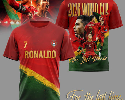 Cristiano Ronaldo Portugal World Cup 2026 The Last Dance 3D T-Shirt Fully Printed - Red