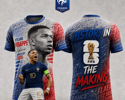 France World Cup 2026 History In The Making Kylian Mbappé 3D T-Shirt Fully Printed - Blue