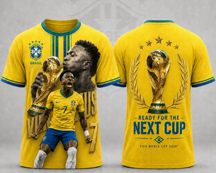 Brazil World Cup 2026 Superstar Vinícius Júnior 3D T-Shirt Fully Printed - Yellow
