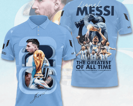 Argentina World Cup 2026 Superstar 3D Printed Polo Shirt – Blue