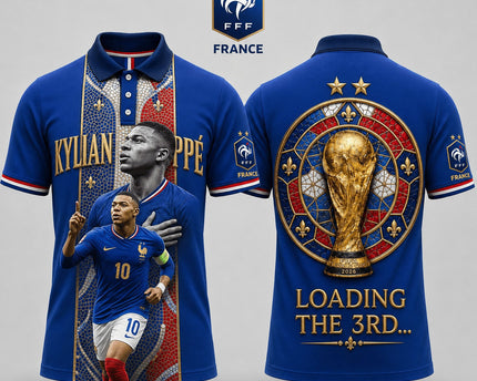 France World Cup 2026 Superstar 3D Printed Polo Shirt – Blue