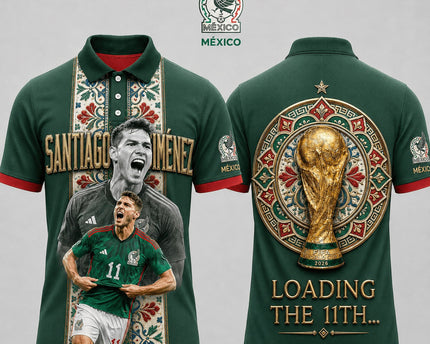 Mexico World Cup 2026 Superstar 3D Printed Polo Shirt – Green