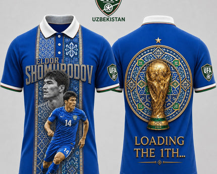 Uzberkistan World Cup 2026 Superstar 3D Printed Polo Shirt – Blue