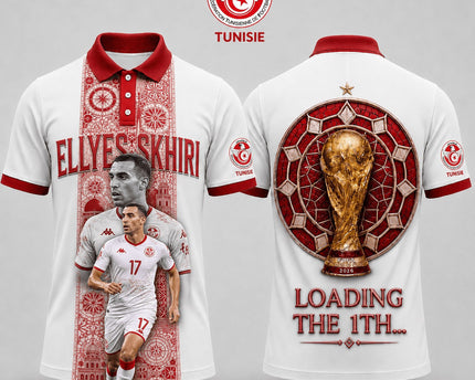 Tunise World Cup 2026 Superstar 3D Printed Polo Shirt – White
