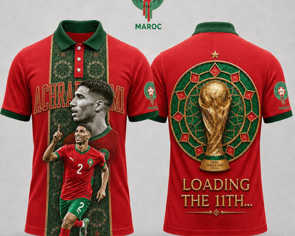 Maroc World Cup 2026 Superstar 3D Printed Polo Shirt – Red