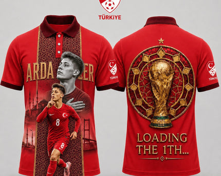 Turkey World Cup 2026 Superstar 3D Printed Polo Shirt – Red