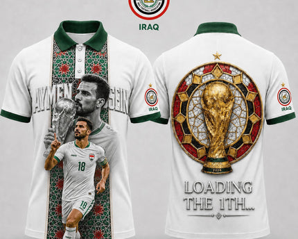Irag World Cup 2026 Superstar 3D Printed Polo Shirt – White
