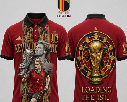 Belgium World Cup 2026 Superstar 3D Printed Polo Shirt – Burgundy