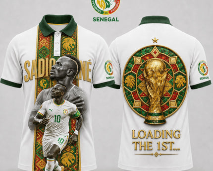 Senegal World Cup 2026 Superstar 3D Printed Polo Shirt – White