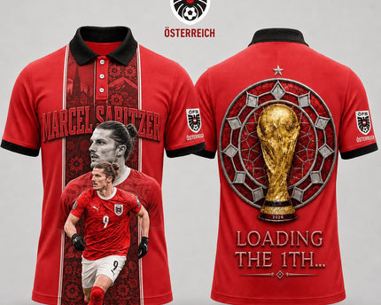 Austria World Cup 2026 Superstar 3D Printed Polo Shirt – Red