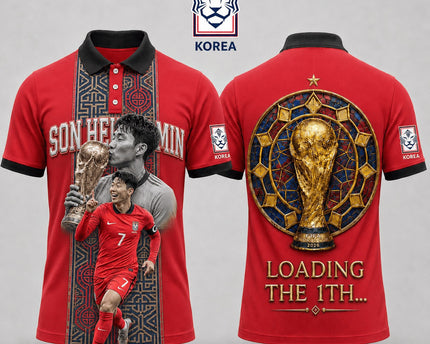 Korea World Cup 2026 Superstar 3D Printed Polo Shirt – Red