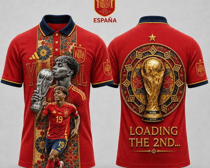 Spain World Cup 2026 Superstar 3D Printed Polo Shirt – Red