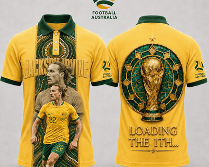 Australia World Cup 2026 Superstar 3D Printed Polo Shirt – Yellow