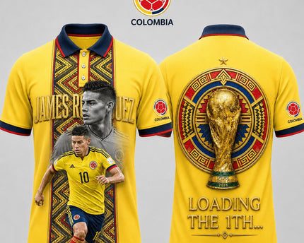Colombia World Cup 2026 Superstar 3D Printed Polo Shirt – Yellow