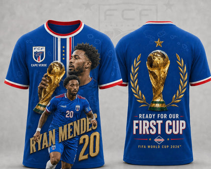 Cape Verde World Cup 2026 Superstar Ryan Mendes 3D T-Shirt Fully Printed - Blue