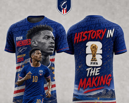 Cape Verde World Cup 2026 History In The Making Ryan Mendes 3D T-Shirt Fully Printed - Blue