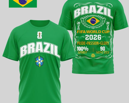 Brazil 2026 FIFA World Cup Pride Passion Glory 3D T-Shirt Fully Printed
